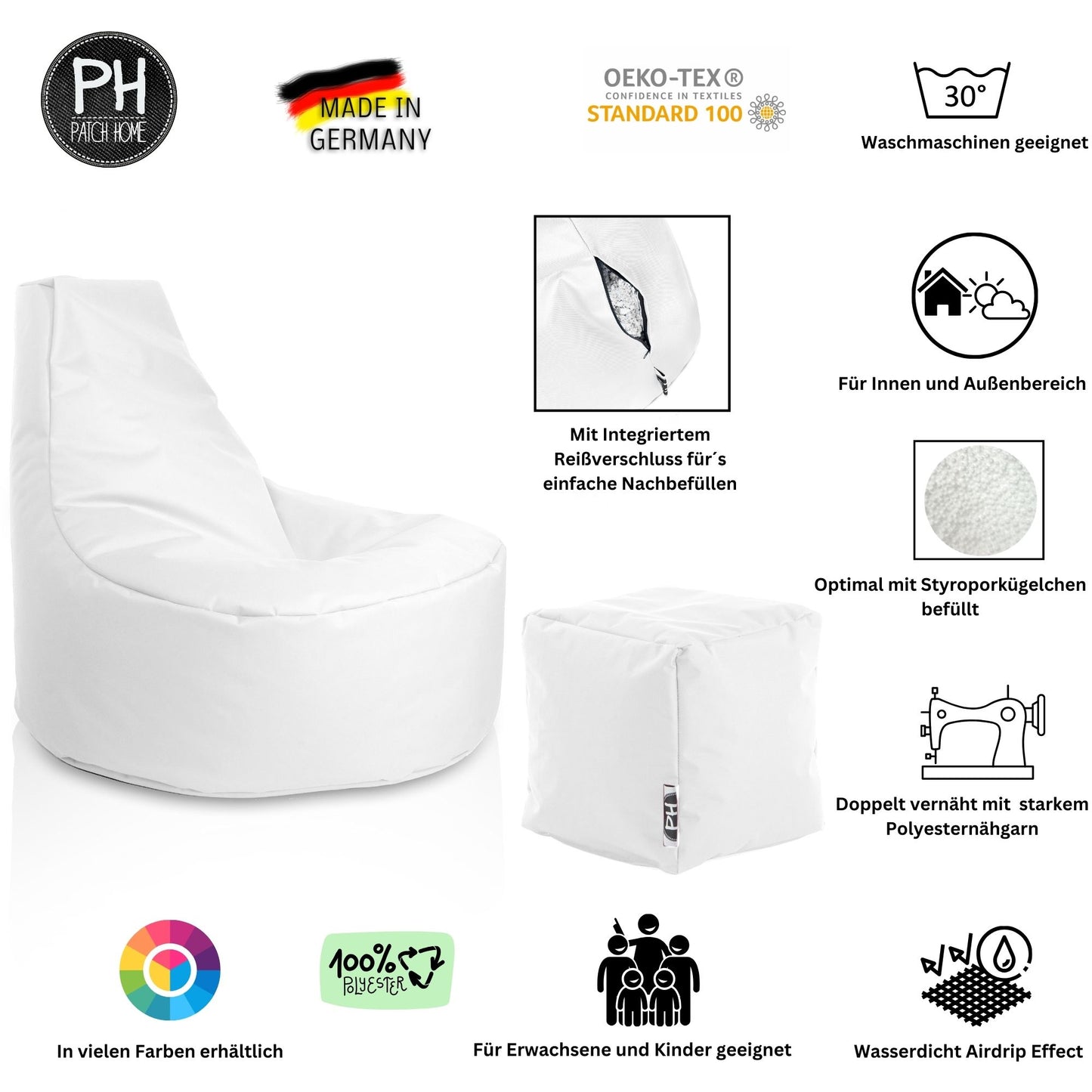 Gamer-Sessel mit Hocker