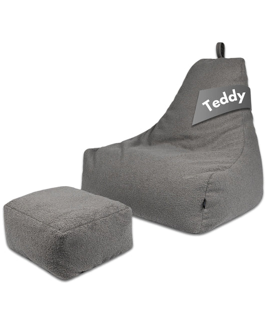 PatchHome Comfortline-Teddy-Sitzsack-Lounge Sessel mit Hocker