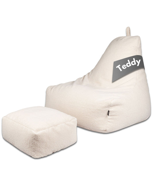 PatchHome Comfortline-Teddy-Sitzsack-Lounge Sessel mit Hocker