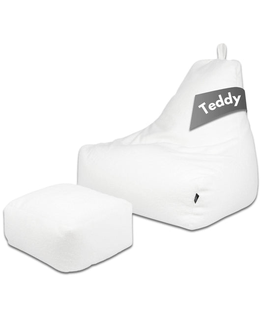 PatchHome Comfortline-Teddy-Sitzsack-Lounge Sessel mit Hocker