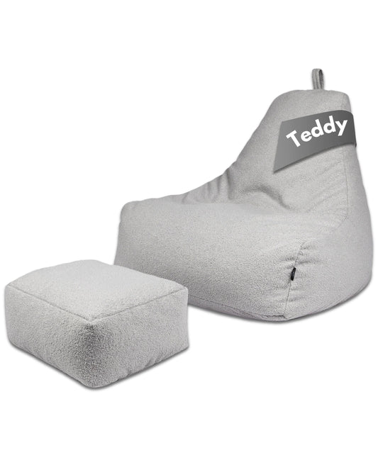 PatchHome Comfortline-Teddy-Sitzsack-Lounge Sessel mit Hocker