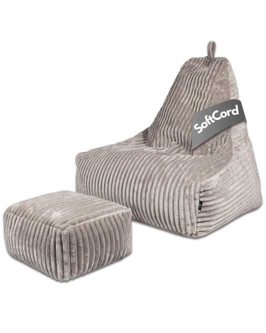PatchHome Deluxe Cord Sitzsack Lounge Sessel mit Hocker