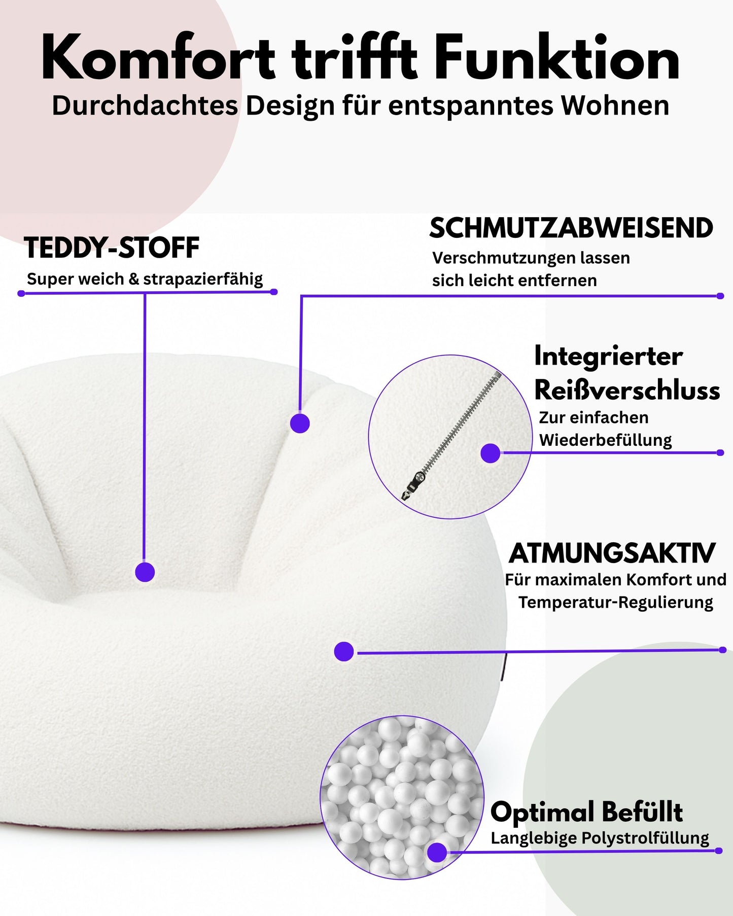 PatchHome Comfortline Teddy Sitzsack 2-in-1