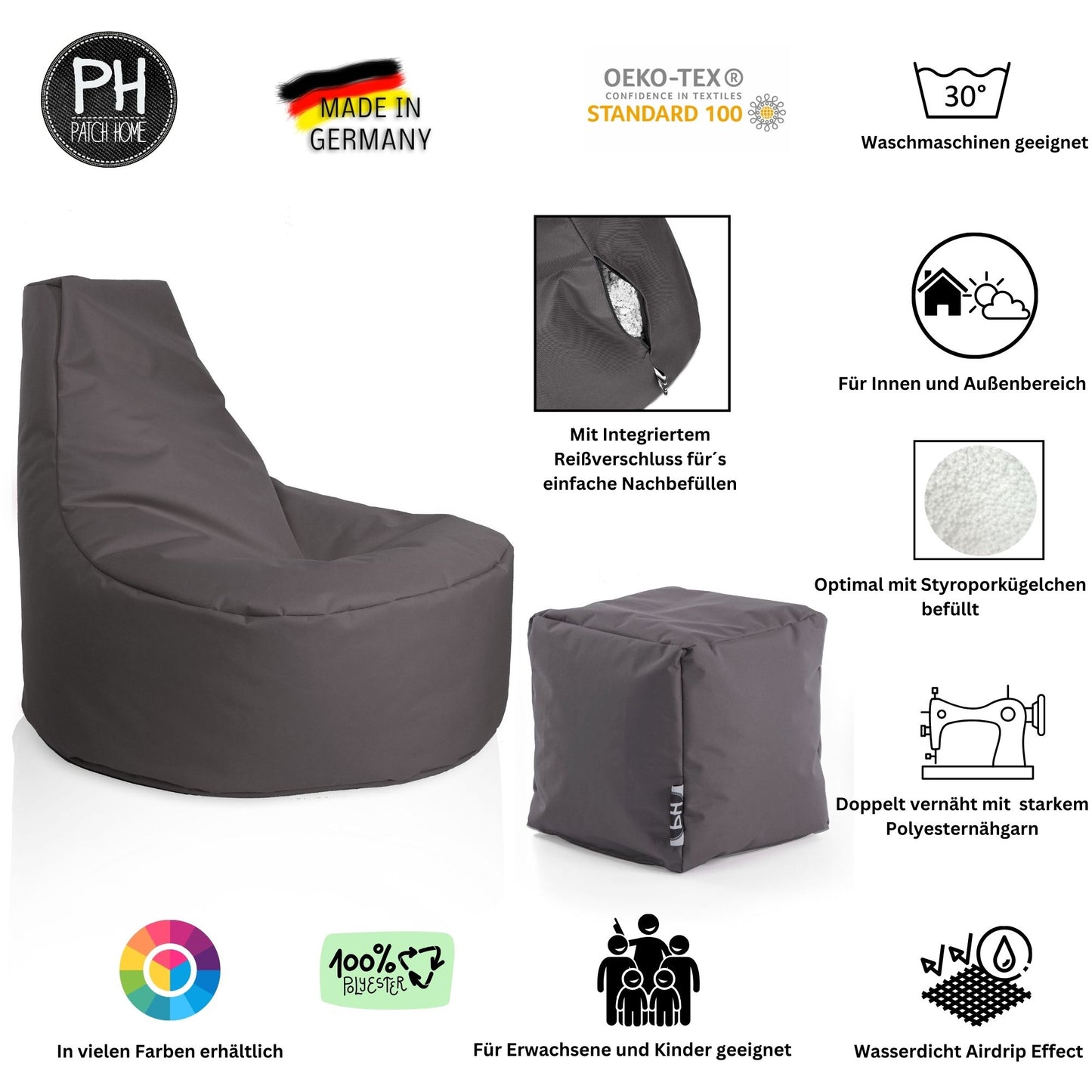Gamer-Sessel mit Hocker