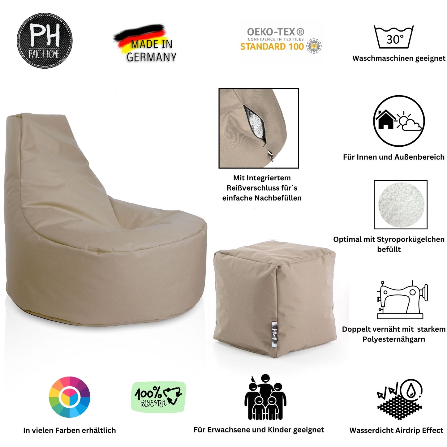 Gamer-Sessel mit Hocker