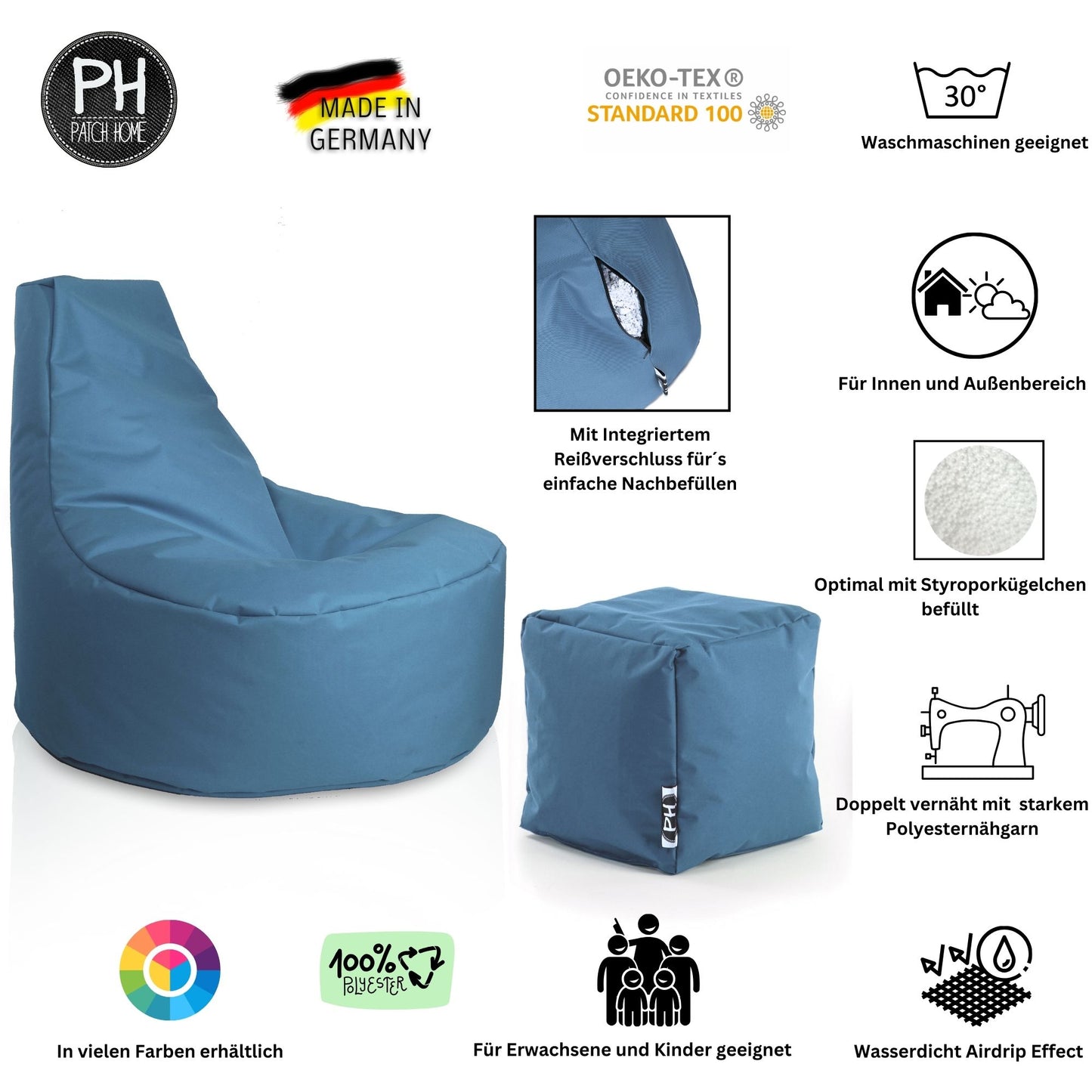 Gamer-Sessel mit Hocker