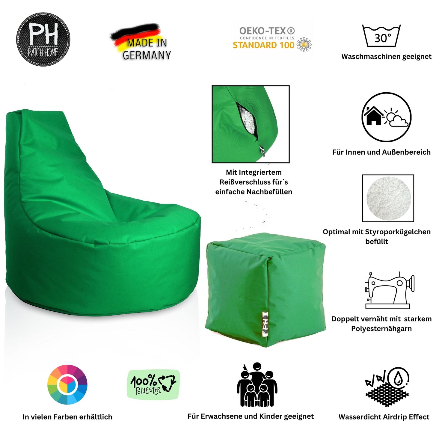 Gamer-Sessel mit Hocker
