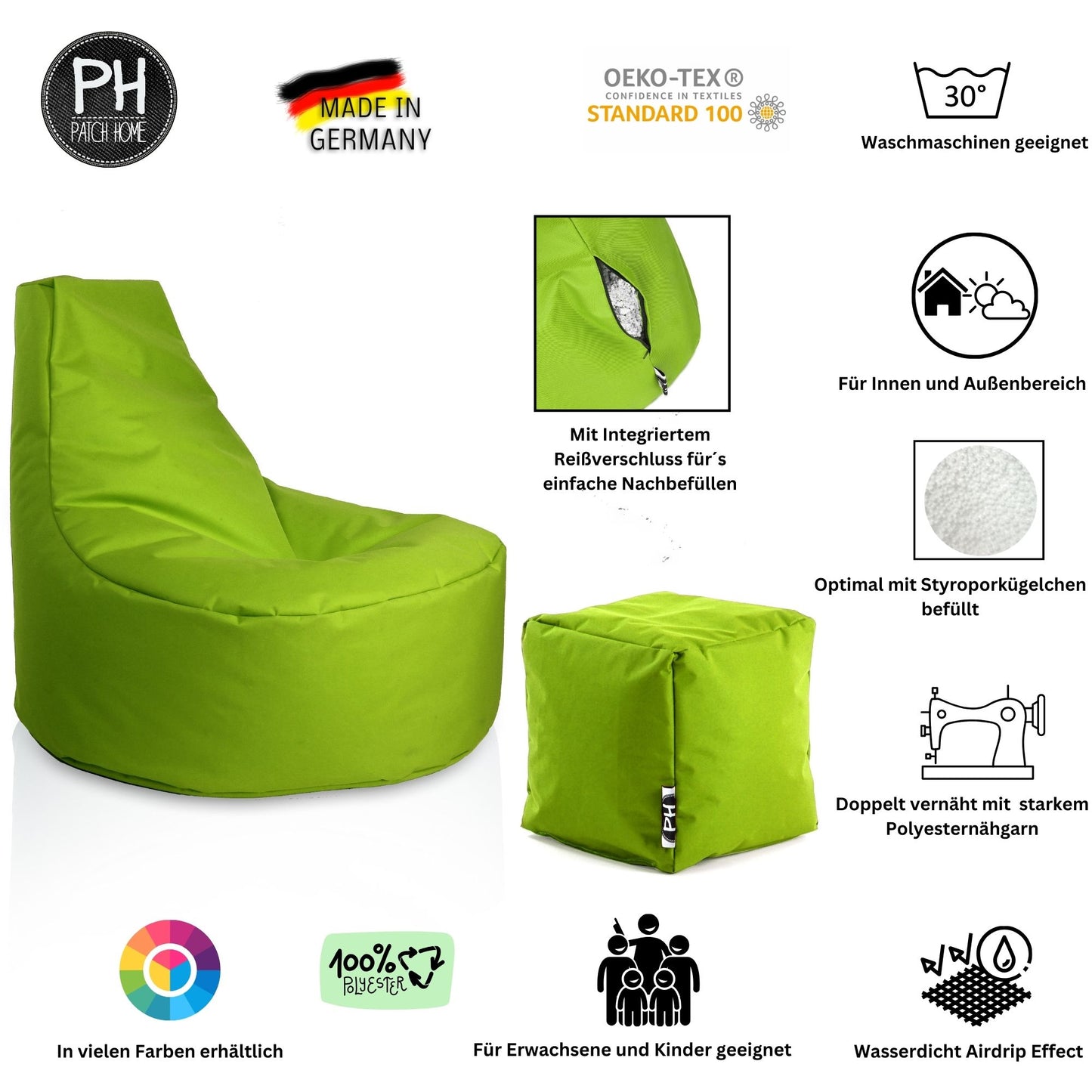 Gamer-Sessel mit Hocker