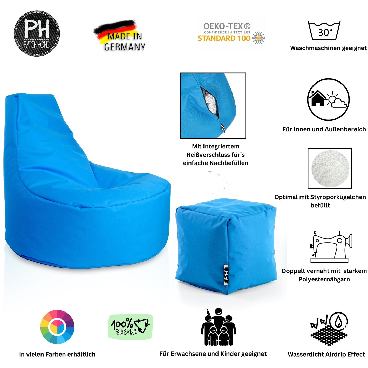 Gamer-Sessel mit Hocker