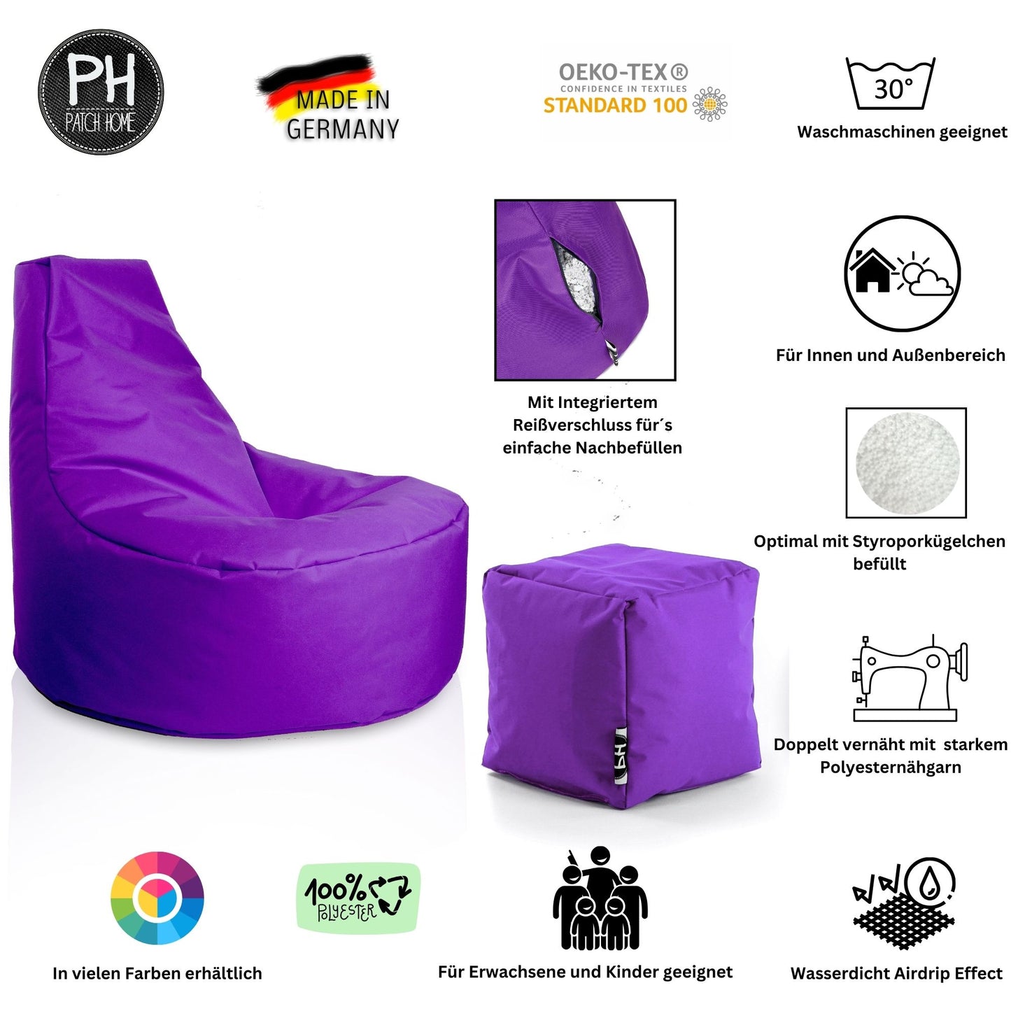 Gamer-Sessel mit Hocker