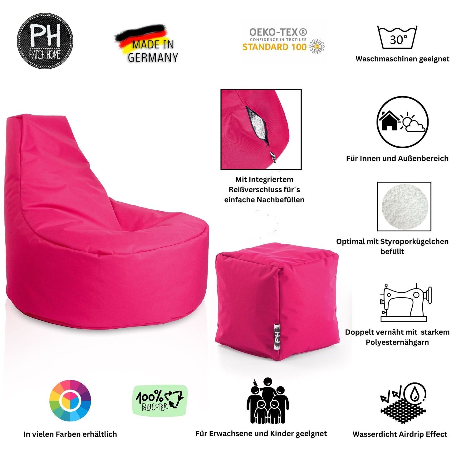 Gamer-Sessel mit Hocker