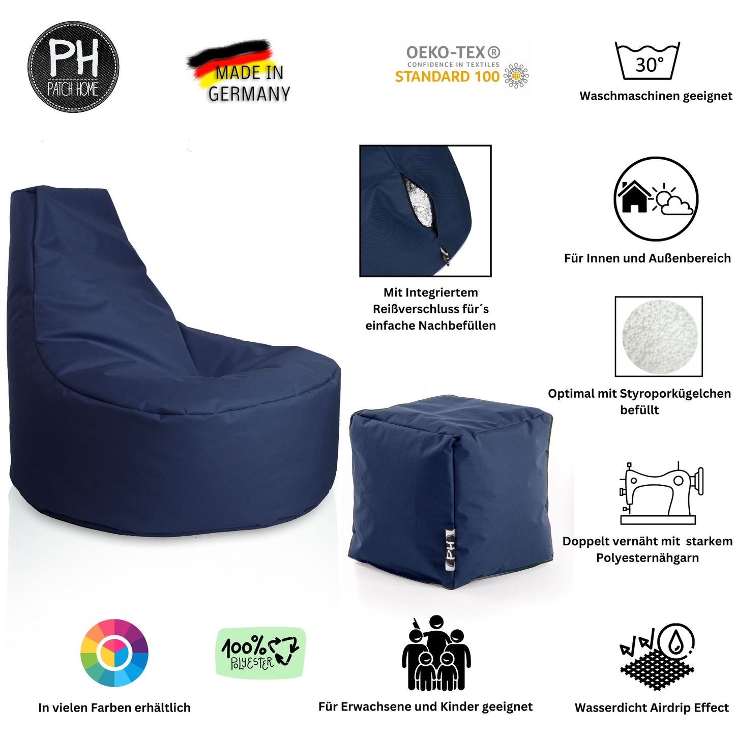 Gamer-Sessel mit Hocker