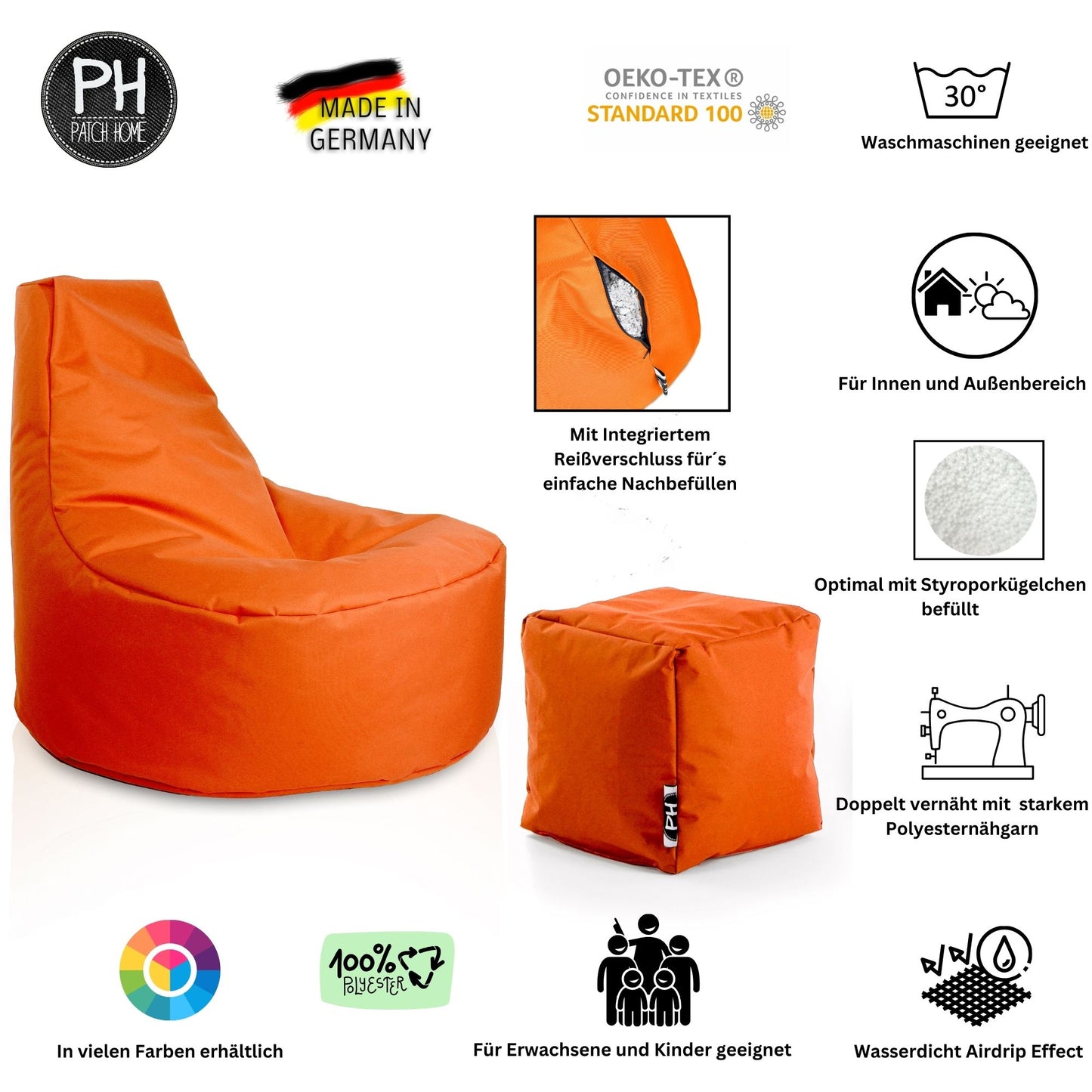 Gamer-Sessel mit Hocker