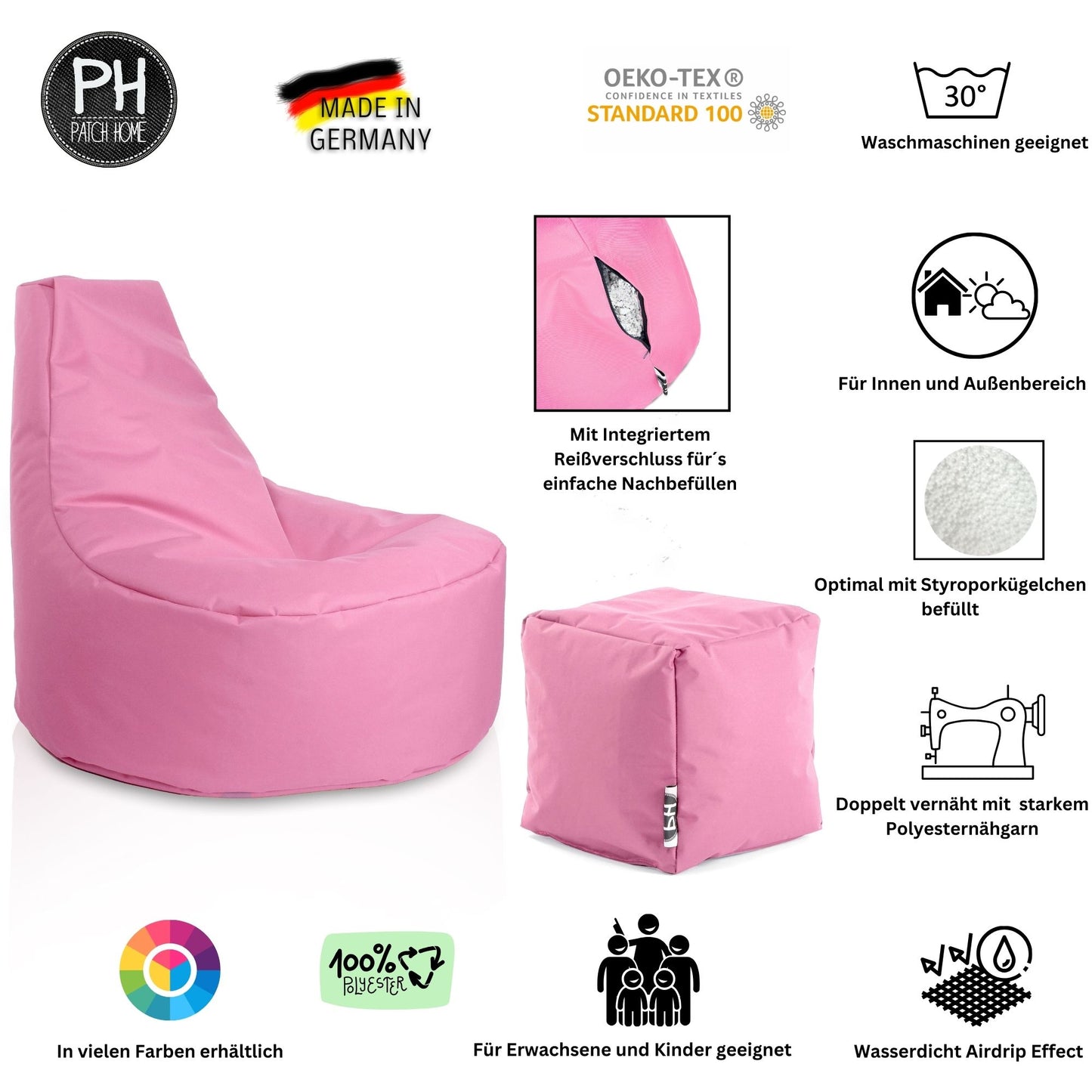 Gamer-Sessel mit Hocker