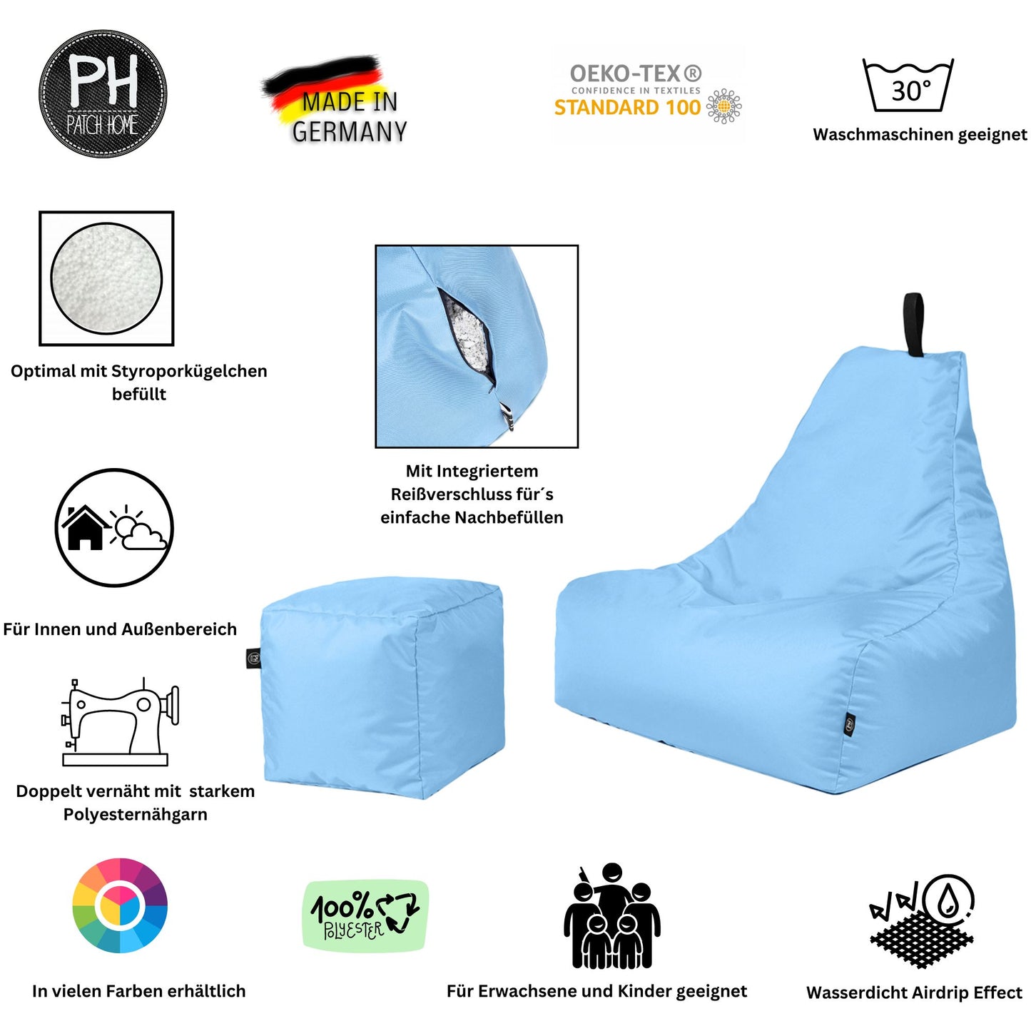 Lounge-Sessel XXL mit Hocker