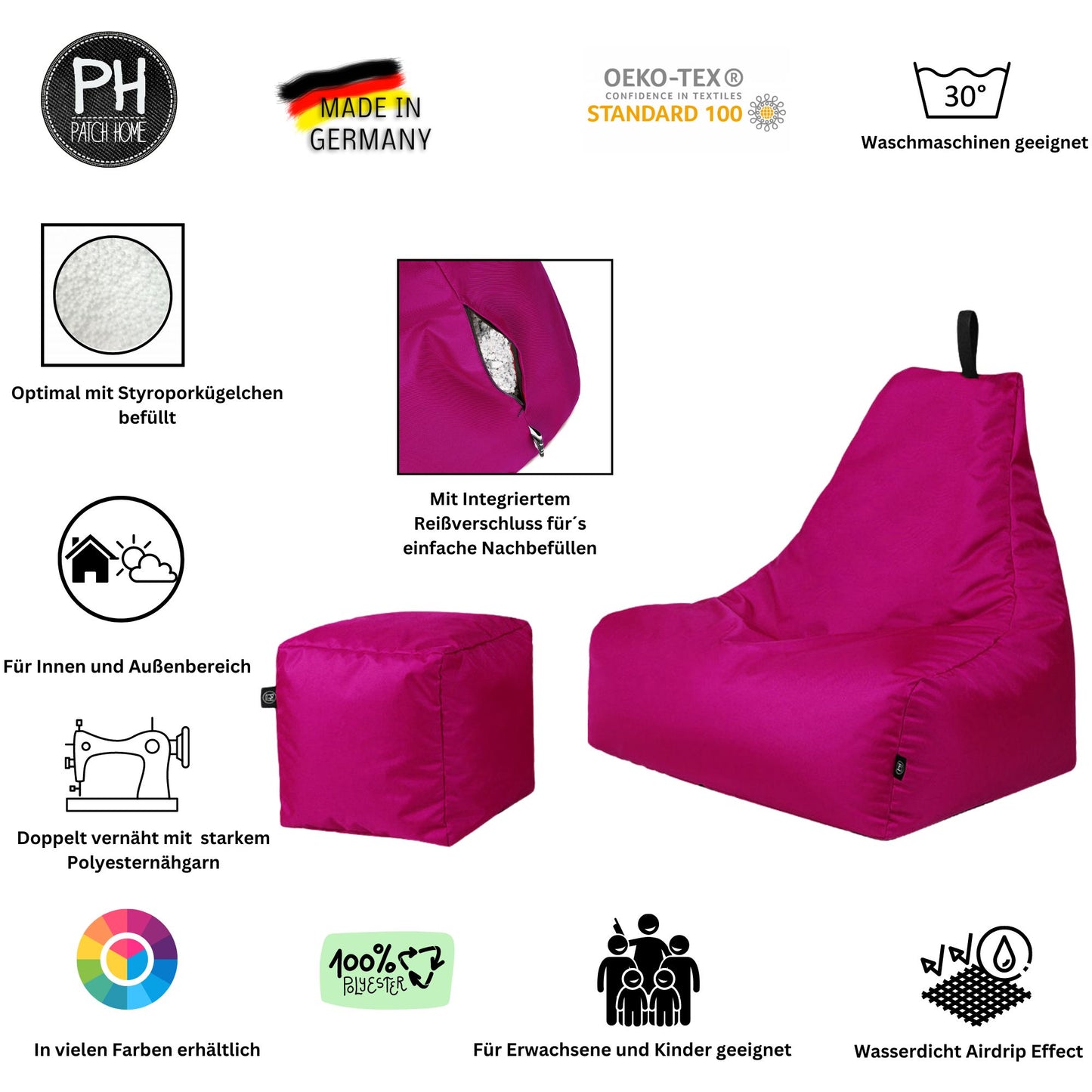 Lounge-Sessel XXL mit Hocker