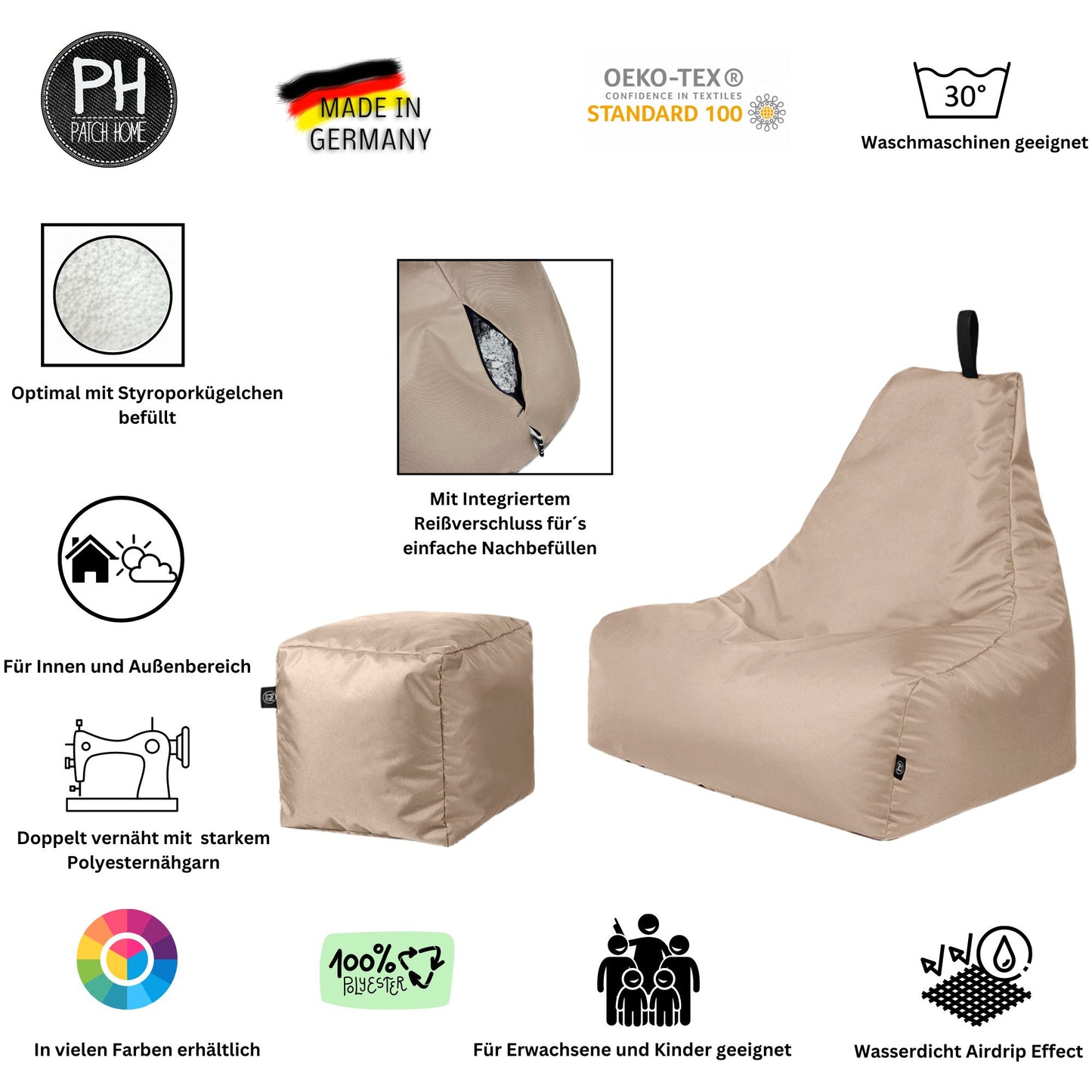 Lounge-Sessel XXL mit Hocker