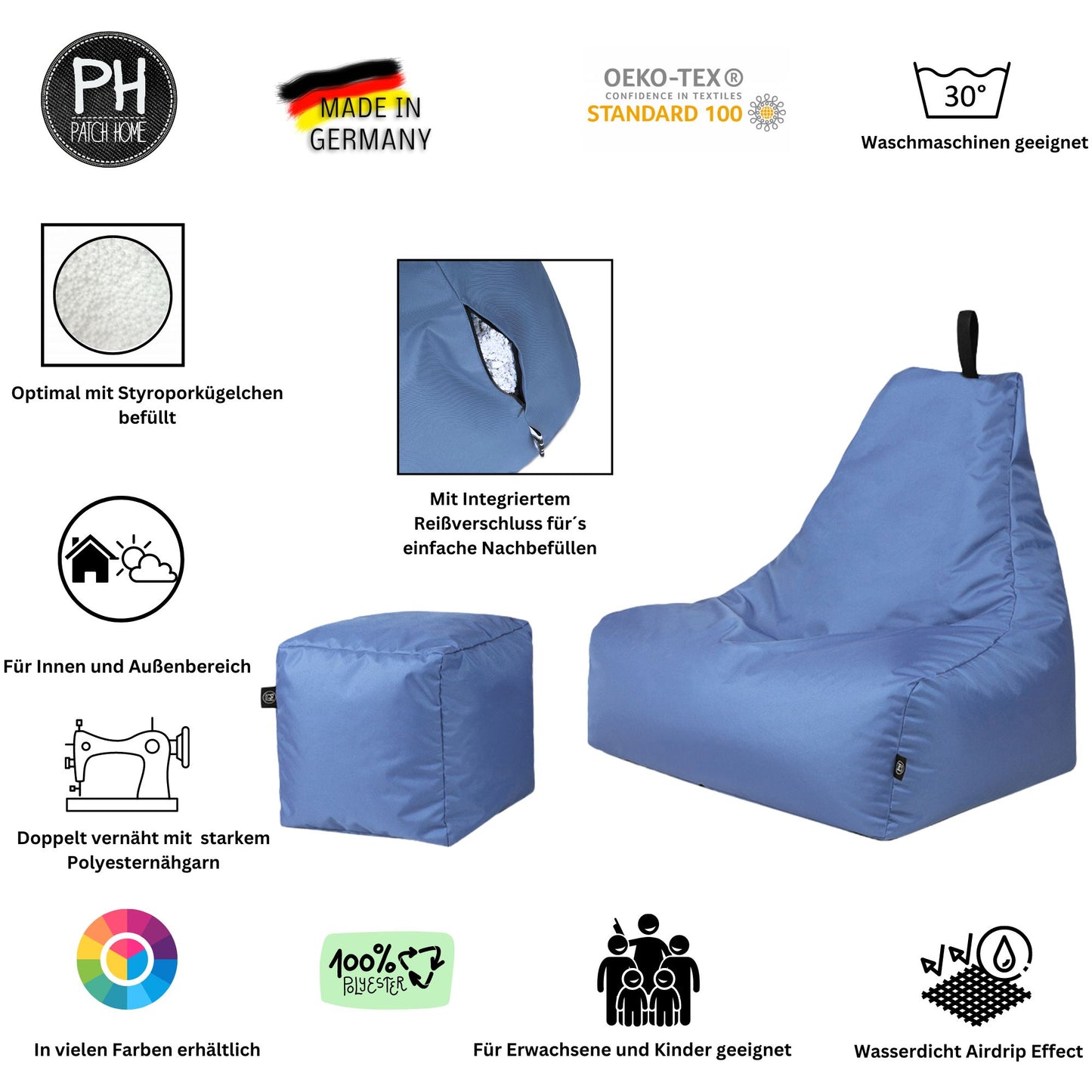 Lounge-Sessel XXL mit Hocker