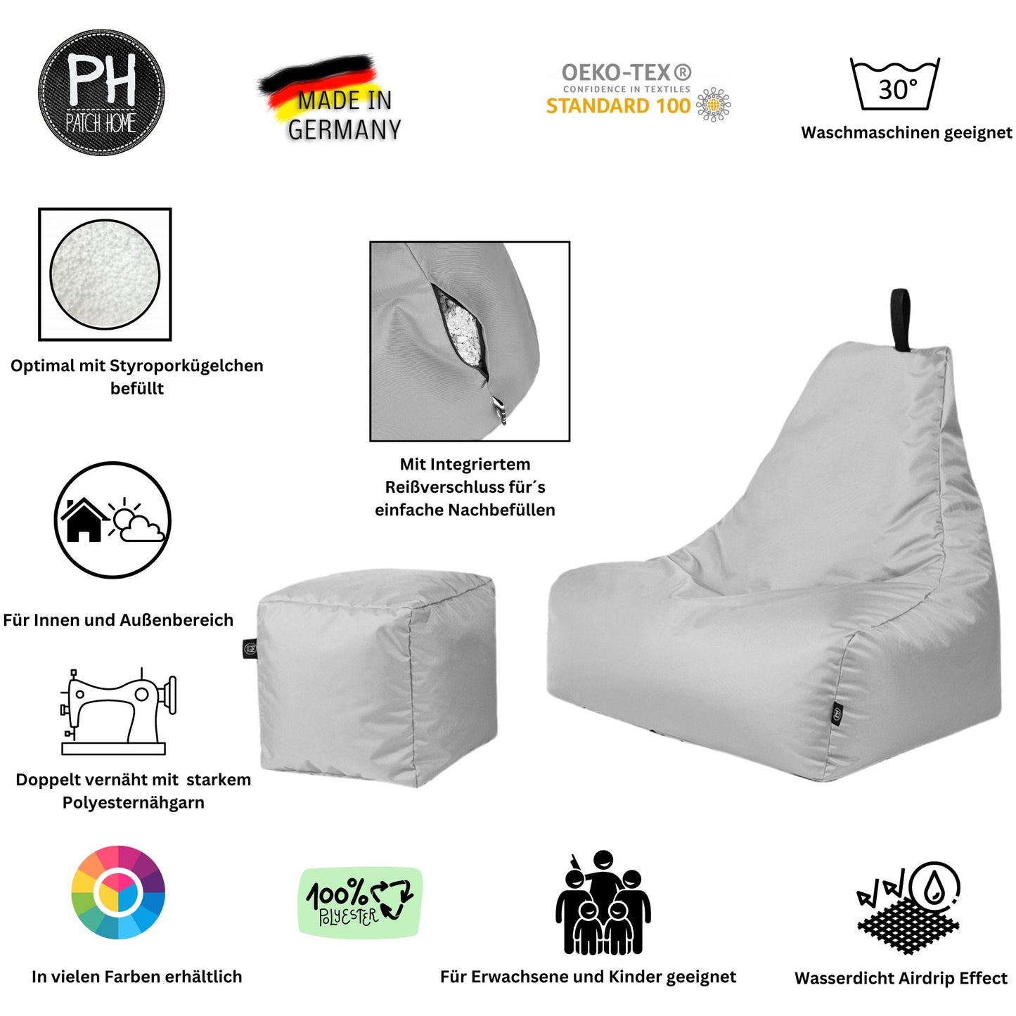 Lounge-Sessel XXL mit Hocker
