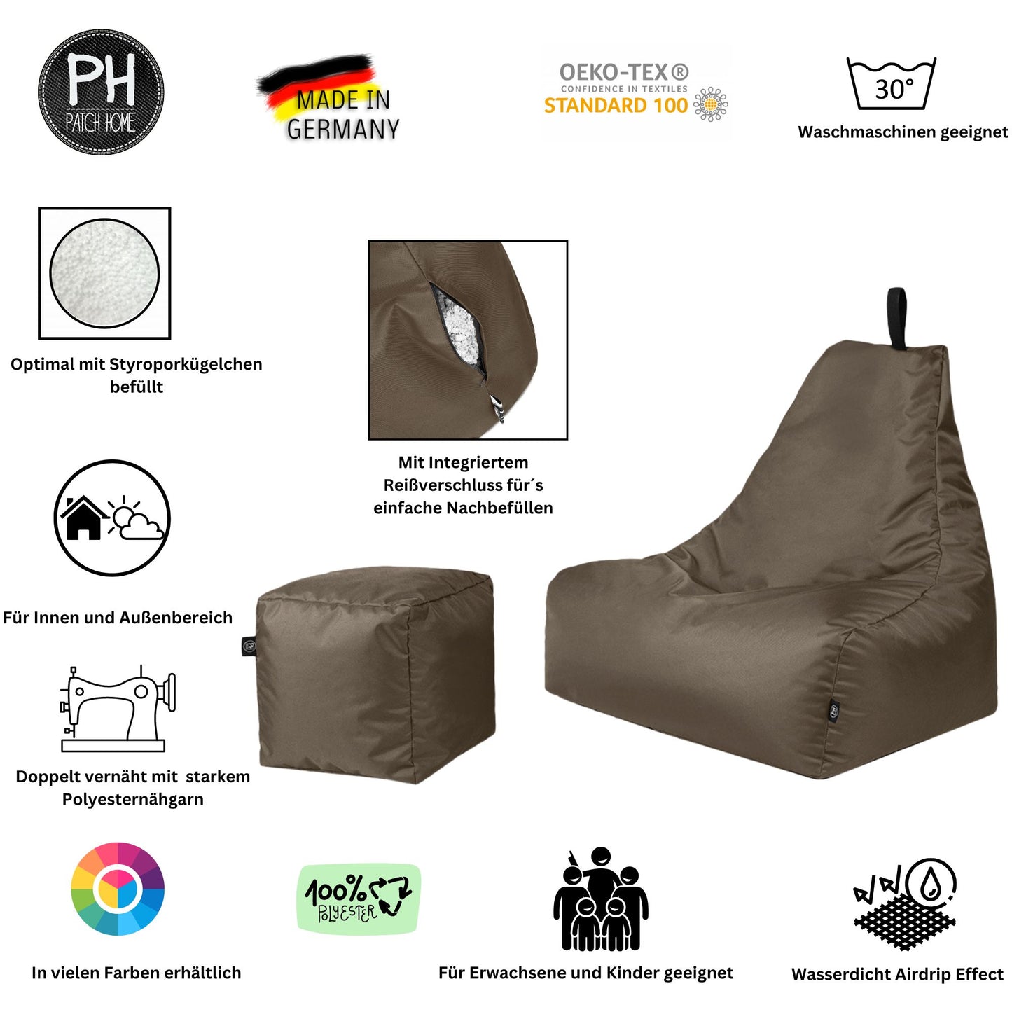 Lounge-Sessel XXL mit Hocker