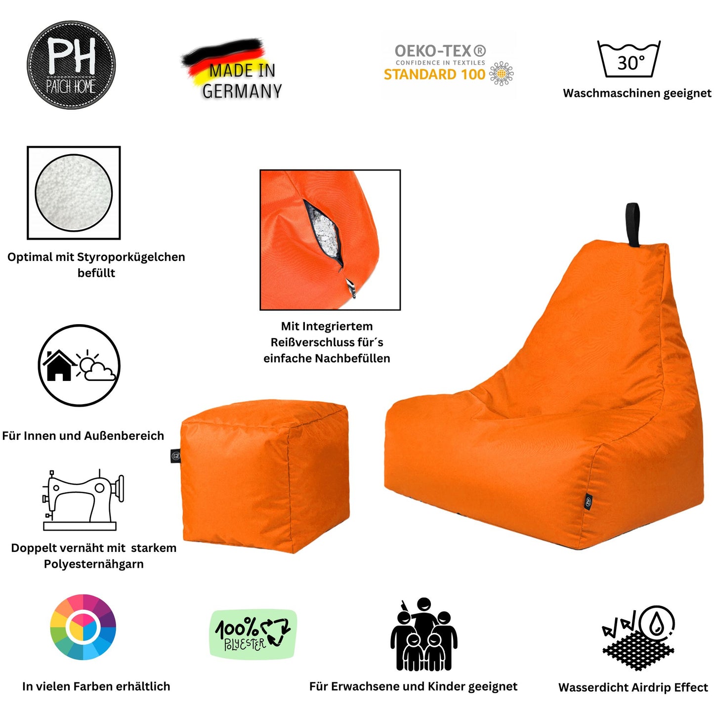 Lounge-Sessel XXL mit Hocker