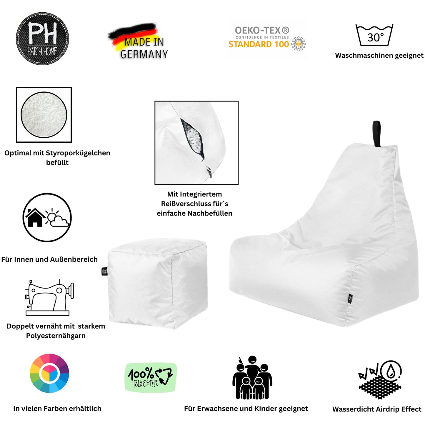 Lounge-Sessel XXL mit Hocker