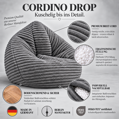 PatchHome Cordino Sitzsack aus Breitcord – Komfort pur