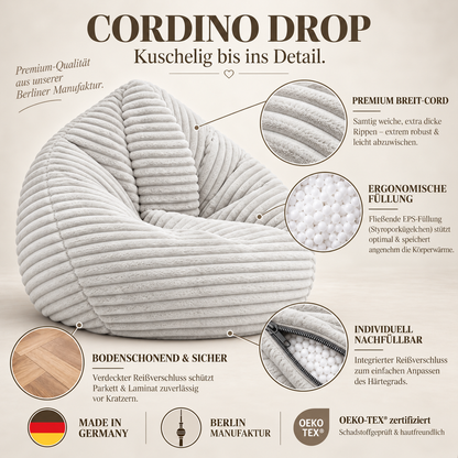 PatchHome Cordino Sitzsack aus Breitcord – Komfort pur