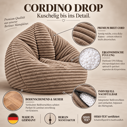 PatchHome Cordino Sitzsack aus Breitcord – Komfort pur