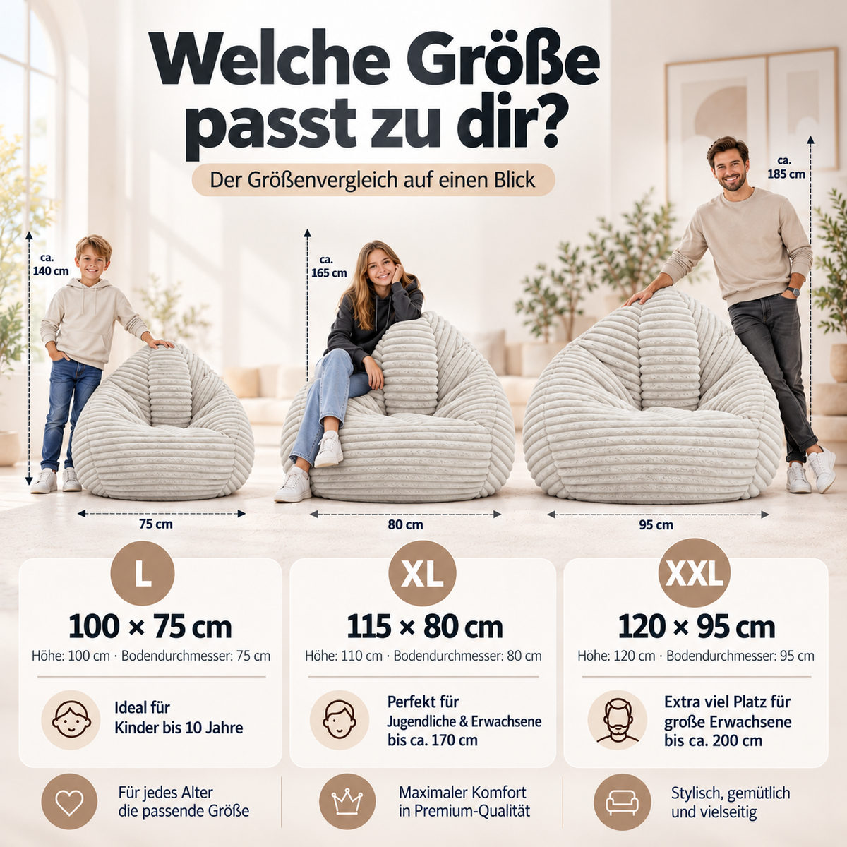 PatchHome Cordino Sitzsack aus Breitcord – Komfort pur