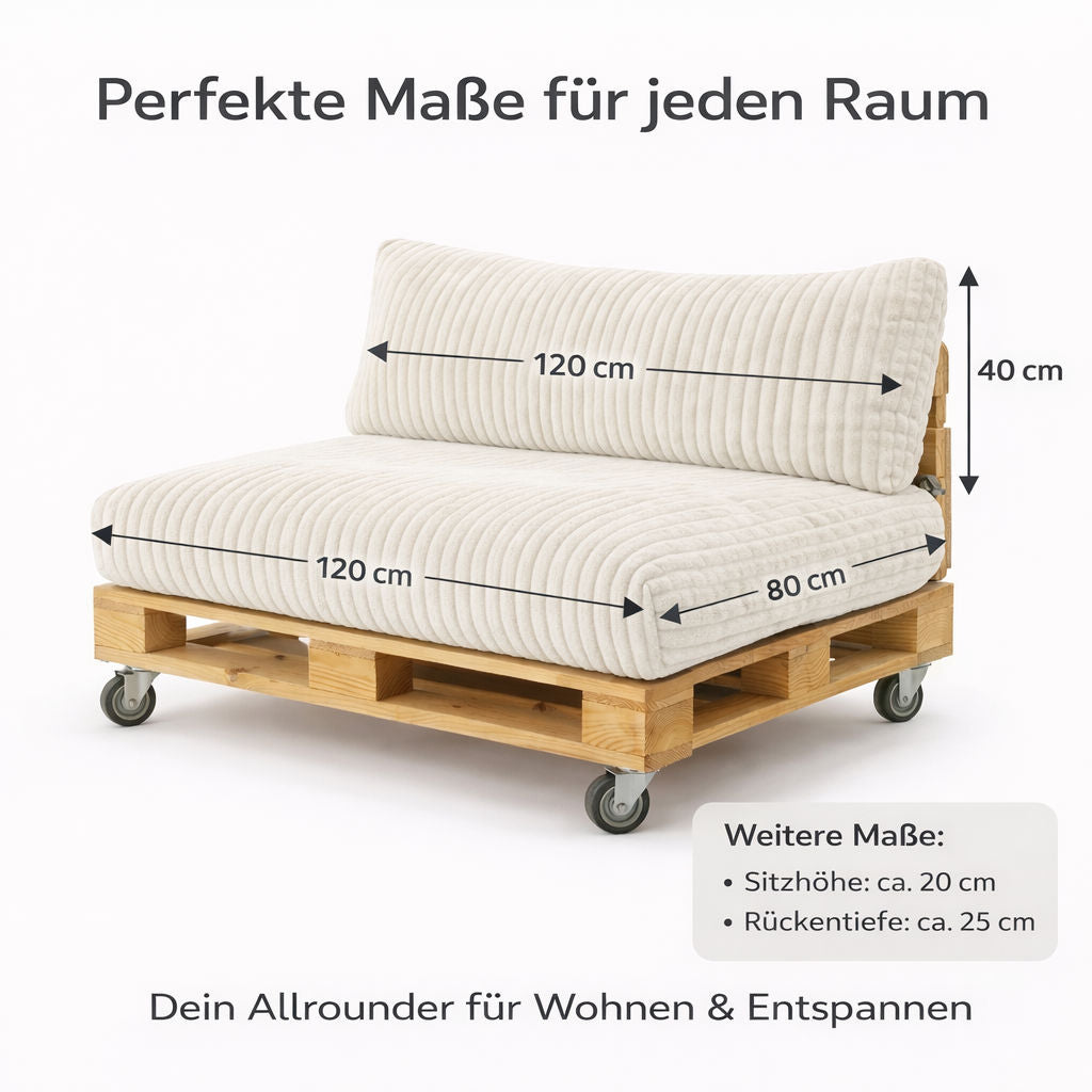 Paletti Cord™ Palettenpolster Set – Sitz- & Rückenkissen für Europaletten