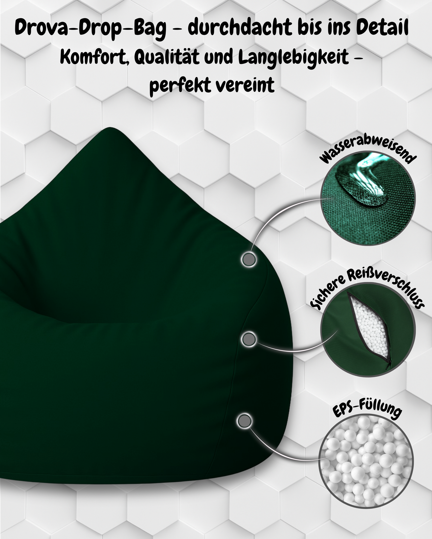 Sitzsack in Tropfenform