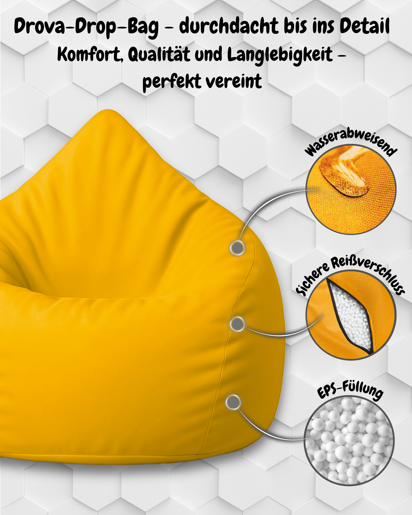 Sitzsack in Tropfenform