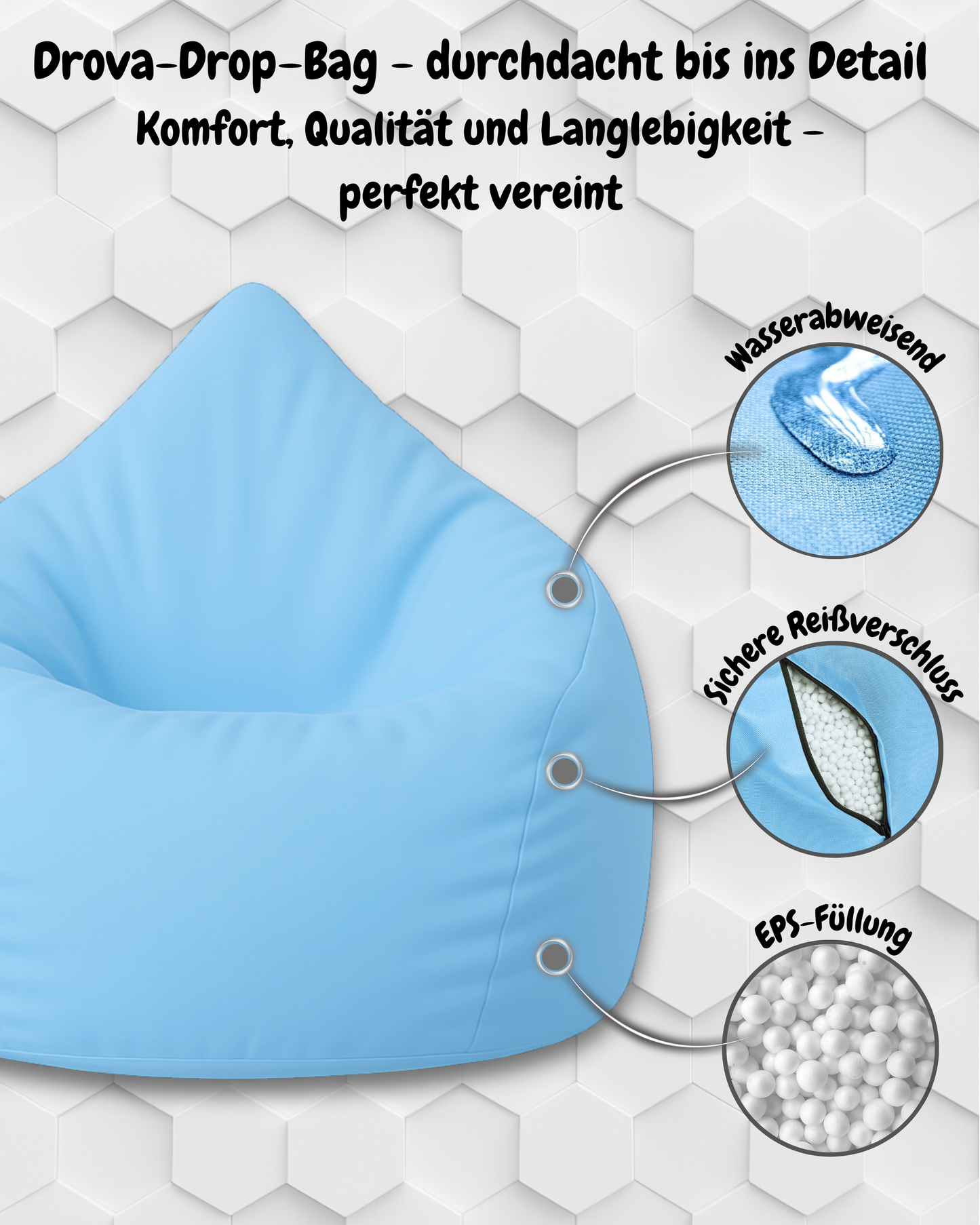 Sitzsack in Tropfenform
