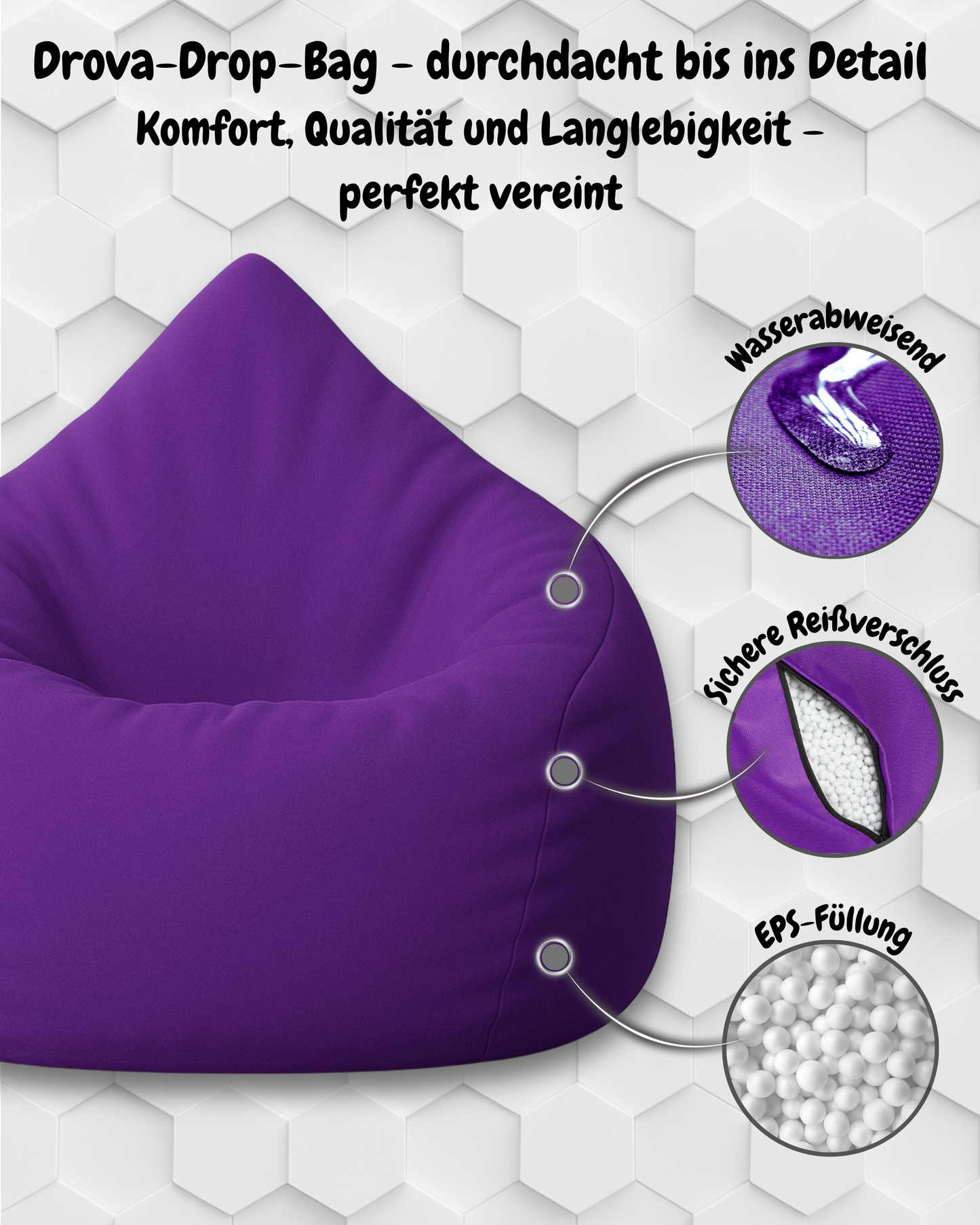 Sitzsack in Tropfenform