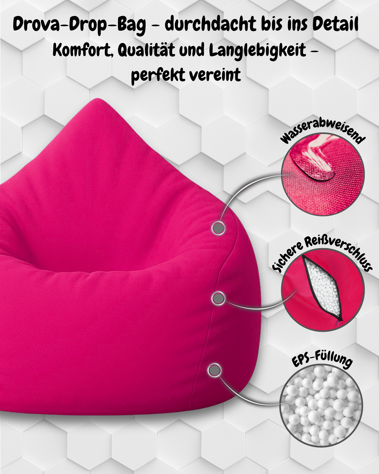 Sitzsack in Tropfenform