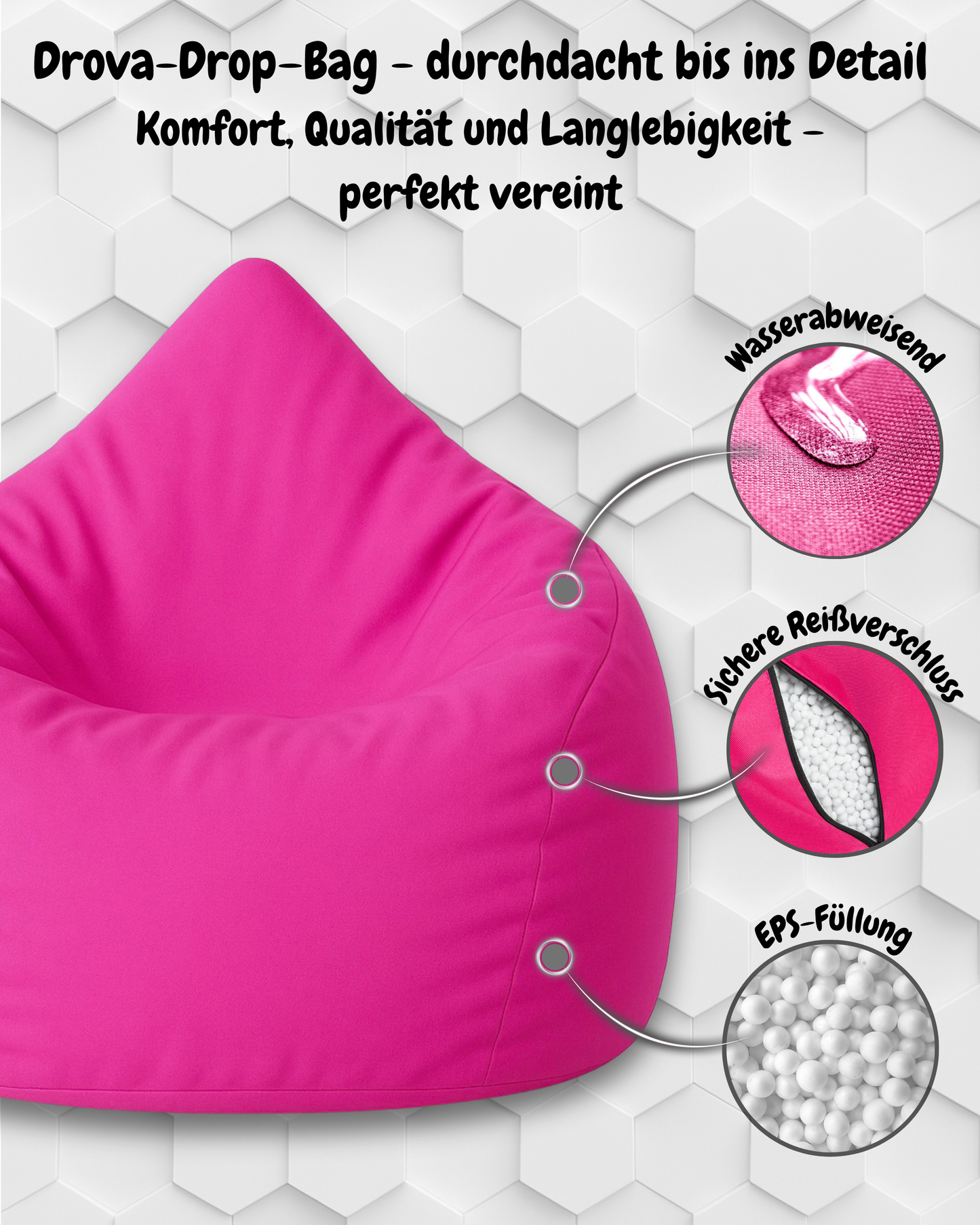 Sitzsack in Tropfenform