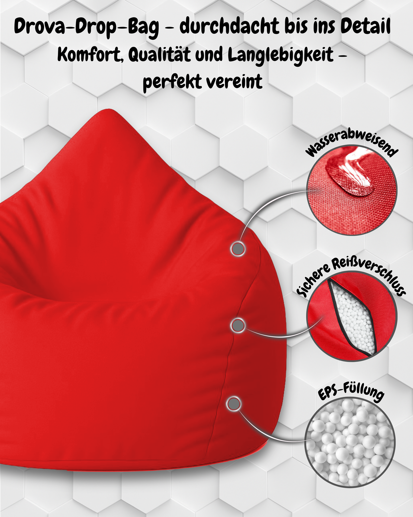 Sitzsack in Tropfenform