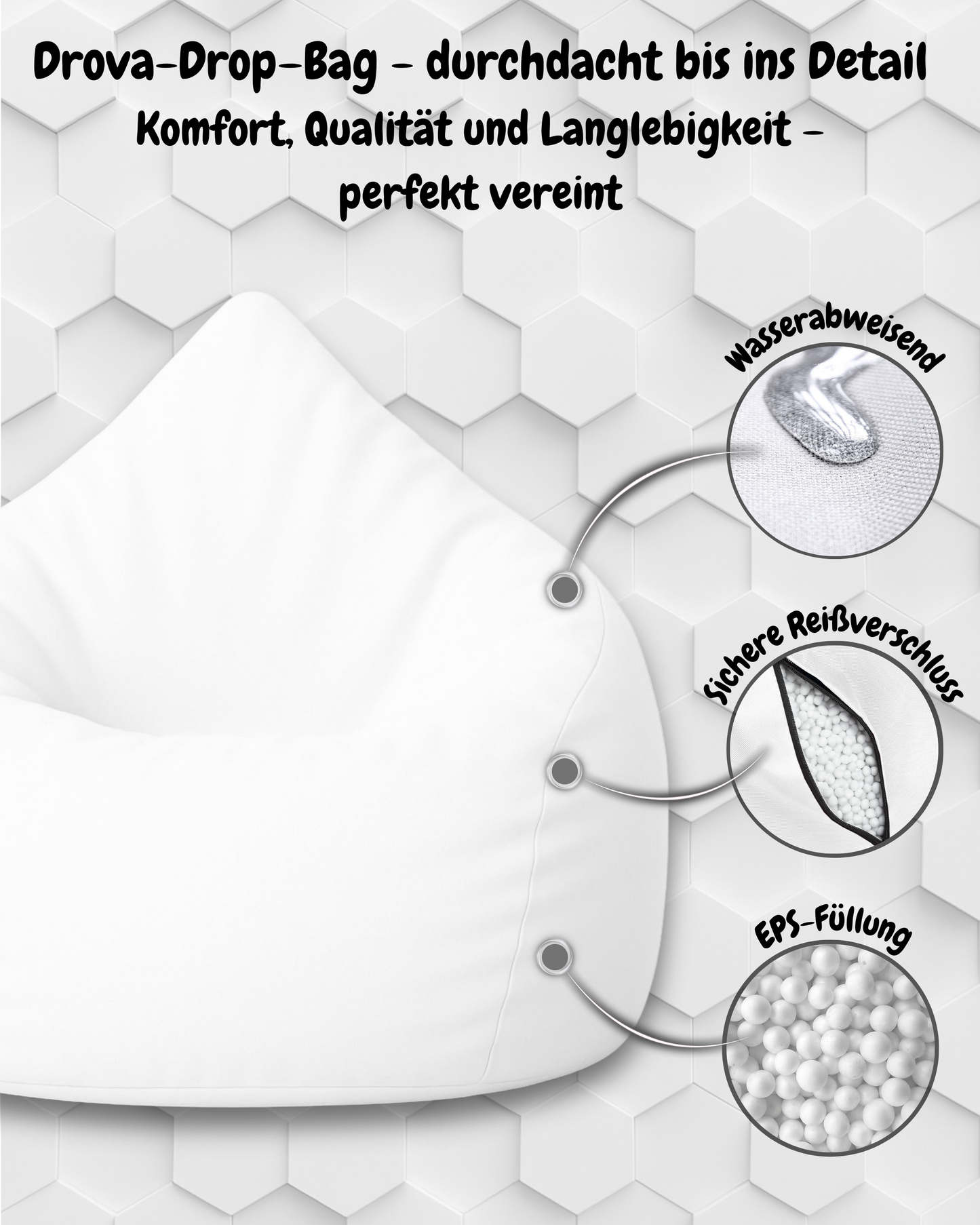 Sitzsack in Tropfenform