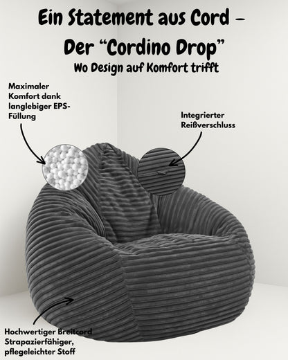 Cordino Drop Sitzsack aus Breitcord – Stylischer Komfort für jedes Zuhause