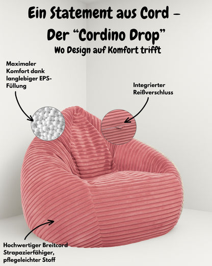 Cordino Drop Sitzsack aus Breitcord – Stylischer Komfort für jedes Zuhause