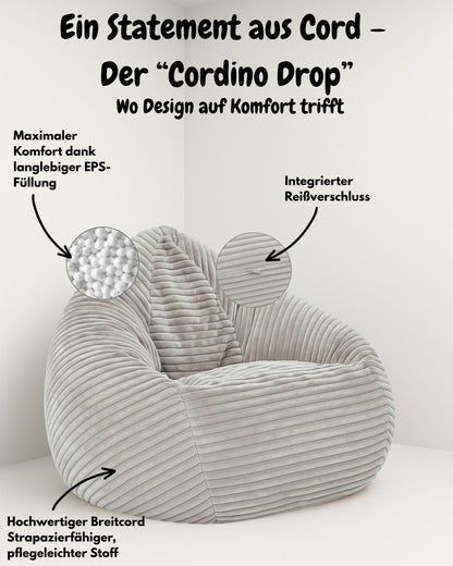 Cordino Drop Sitzsack aus Breitcord – Stylischer Komfort für jedes Zuhause