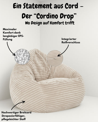 Cordino Drop Sitzsack aus Breitcord – Stylischer Komfort für jedes Zuhause