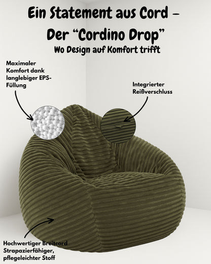 Cordino Drop Sitzsack aus Breitcord – Stylischer Komfort für jedes Zuhause