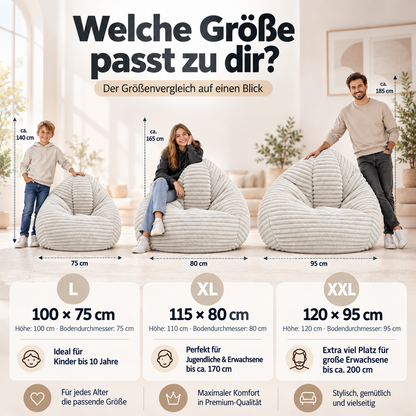 PatchHome Cordino Sitzsack aus Breitcord – Komfort pur