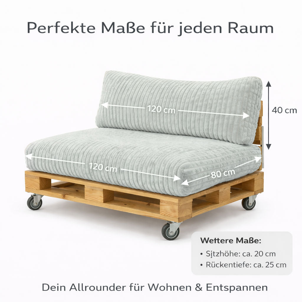 Paletti Cord™ Palettenpolster Set – Sitz- & Rückenkissen für Europaletten