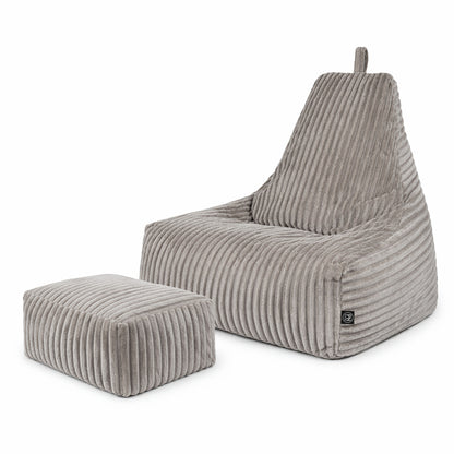 PatchHome Deluxe Cord Sitzsack Lounge Sessel mit Hocker