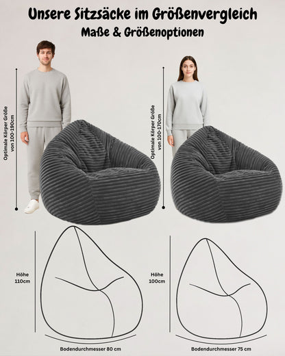 Cordino Drop Sitzsack aus Breitcord – Stylischer Komfort für jedes Zuhause