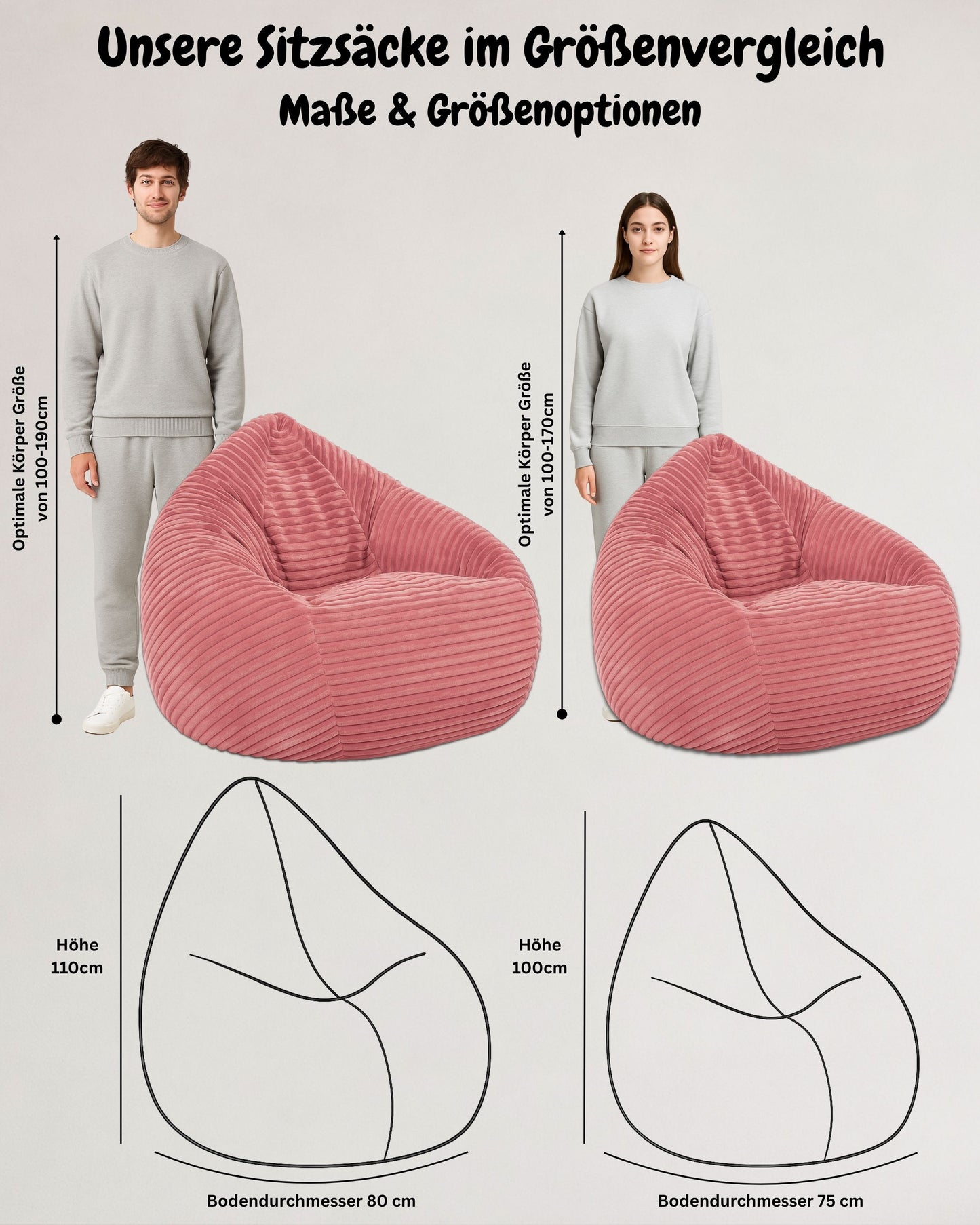 Cordino Drop Sitzsack aus Breitcord – Stylischer Komfort für jedes Zuhause