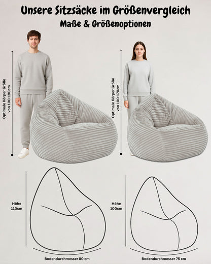 Cordino Drop Sitzsack aus Breitcord – Stylischer Komfort für jedes Zuhause